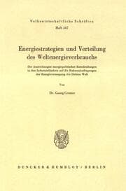 Cover von Energiestrategien und Verteilung des Weltenergieverbrauchs.