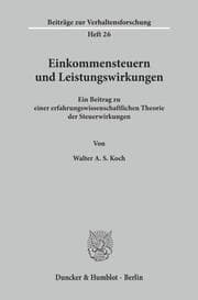 Cover von Einkommensteuern und Leistungswirkungen.