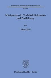 Cover von Miteigentum der Vorbehaltslieferanten und Poolbildung.