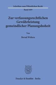 Cover von Zur verfassungsrechtlichen Gewährleistung gemeindlicher Planungshoheit.