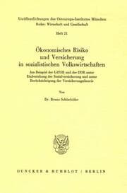 Cover von Ökonomisches Risiko und Versicherung in sozialistischen Volkswirtschaften.