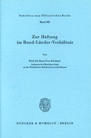 Cover von Zur Haftung im Bund-Länder-Verhältnis.