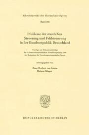 Cover von Probleme der staatlichen Steuerung und Fehlsteuerung in der Bundesrepublik Deutschland.