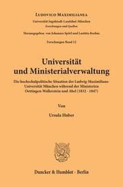 Cover von Universität und Ministerialverwaltung.