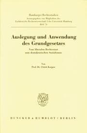Cover von Auslegung und Anwendung des Grundgesetzes.