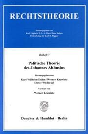 Cover von Politische Theorie des Johannes Althusius.