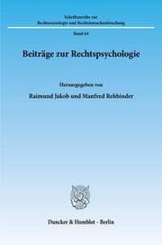 Cover von Beiträge zur Rechtspsychologie.