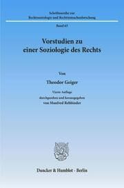 Cover von Vorstudien zu einer Soziologie des Rechts.