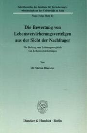 Cover von Die Bewertung von Lebensversicherungsverträgen aus der Sicht der Nachfrager.