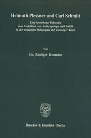 Cover von Helmuth Plessner und Carl Schmitt.