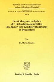 Cover von Entwicklung und Aufgaben der Einkaufsgenossenschaften des Bäcker- und Konditorenhandwerks in Deutschland.