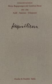 Cover von Meine Begegnungen mit Gottfried Benn. 1951-1956.