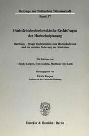 Cover von Deutsch-tschechoslowakische Rechtsfragen der Hochschulplanung.