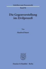 Cover von Die Gegenvorstellung im Zivilprozeß.