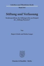 Cover von Stiftung und Verfassung.