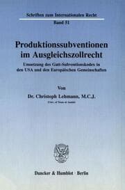 Cover von Produktionssubventionen im Ausgleichszollrecht.