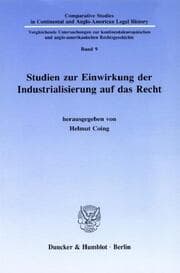 Cover von Studien zur Einwirkung der Industrialisierung auf das Recht.