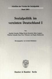 Cover von Sozialpolitik im vereinten Deutschland I.