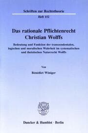 Cover von Das rationale Pflichtenrecht Christian Wolffs.
