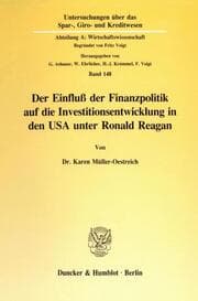 Cover von Der Einfluß der Finanzpolitik auf die Investitionsentwicklung in den USA unter Ronald Reagan.
