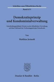 Cover von Demokratieprinzip und Kondominialverwaltung.