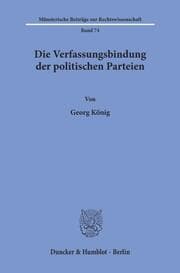 Cover von Die Verfassungsbindung der politischen Parteien.