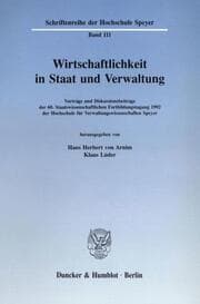 Cover von Wirtschaftlichkeit in Staat und Verwaltung.