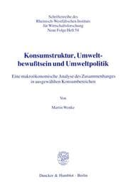 Cover von Konsumstruktur, Umweltbewußtsein und Umweltpolitik.