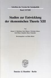 Cover von Studien zur Entwicklung der ökonomischen Theorie XIII.