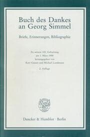 Cover von Buch des Dankes an Georg Simmel.