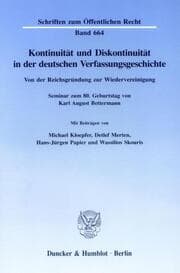 Cover von Kontinuität und Diskontinuität in der deutschen Verfassungsgeschichte.