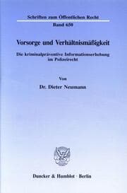 Cover von Vorsorge und Verhältnismäßigkeit.