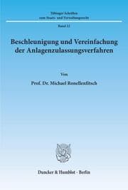 Cover von Beschleunigung und Vereinfachung der Anlagenzulassungsverfahren.