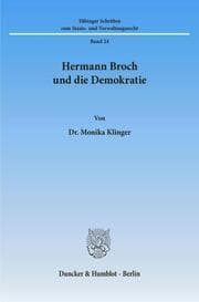 Cover von Hermann Broch und die Demokratie.