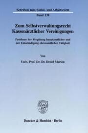 Cover von Zum Selbstverwaltungsrecht Kassenärztlicher Vereinigungen.