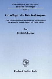 Cover von Grundlagen der Kriminalprognose.