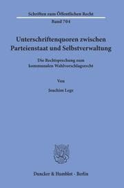 Cover von Unterschriftenquoren zwischen Parteienstaat und Selbstverwaltung.