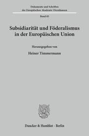 Cover von Subsidiarität und Föderalismus in der Europäischen Union.