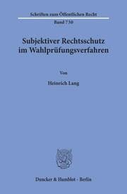 Cover von Subjektiver Rechtsschutz im Wahlprüfungsverfahren.