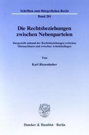 Cover von Die Rechtsbeziehungen zwischen Nebenparteien.