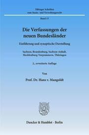 Cover von Die Verfassungen der neuen Bundesländer.