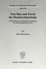 Cover von Vom Sinn und Zweck des Demokratieprinzips.