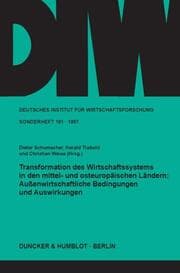 Cover von Transformation des Wirtschaftssystems in den mittel- und osteuropäischen Ländern: Außenwirtschaftliche Bedingungen und Auswirkungen.