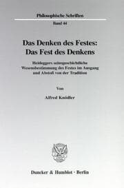 Cover von Das Denken des Festes: Das Fest des Denkens