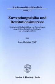 Cover von Zuwendungsrisiko und Restitutionsinteresse.