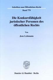 Cover von Die Konkursfähigkeit juristischer Personen des öffentlichen Rechts.