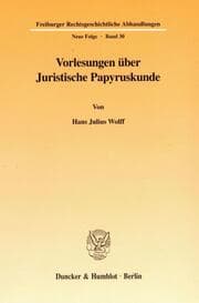 Cover von Vorlesungen über Juristische Papyruskunde
