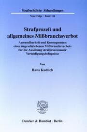 Cover von Strafprozeß und allgemeines Mißbrauchsverbot.