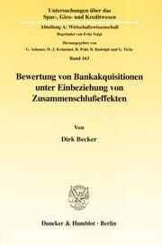 Cover von Bewertung von Bankakquisitionen unter Einbeziehung von Zusammenschlußeffekten.