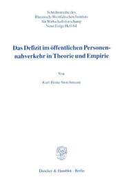 Cover von Das Defizit im öffentlichen Personennahverkehr in Theorie und Empirie.